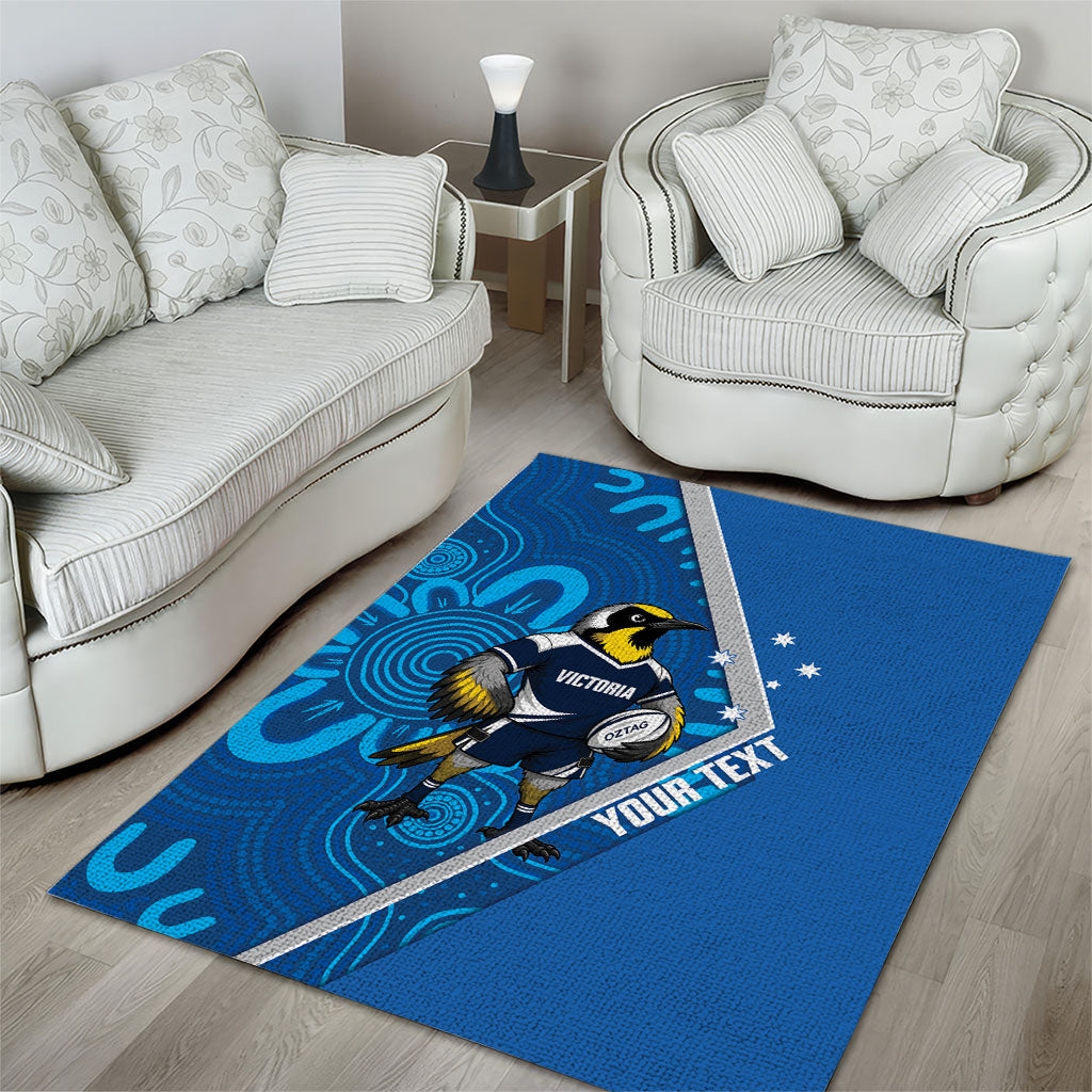 Victoria Oztag Custom Area Rug Helmeted Honeyeater Mascot Indigenous Art