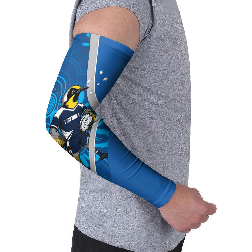 Victoria Oztag Custom Arm Sleeves Helmeted Honeyeater Mascot Indigenous Art