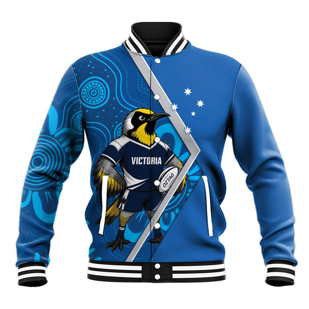 Victoria Oztag Custom Baseball Jacket Helmeted Honeyeater Mascot Indigenous Art