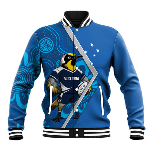 Victoria Oztag Custom Baseball Jacket Helmeted Honeyeater Mascot Indigenous Art