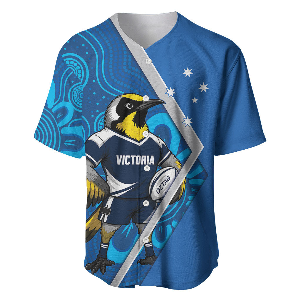 Victoria Oztag Custom Baseball Jersey Helmeted Honeyeater Mascot Indigenous Art