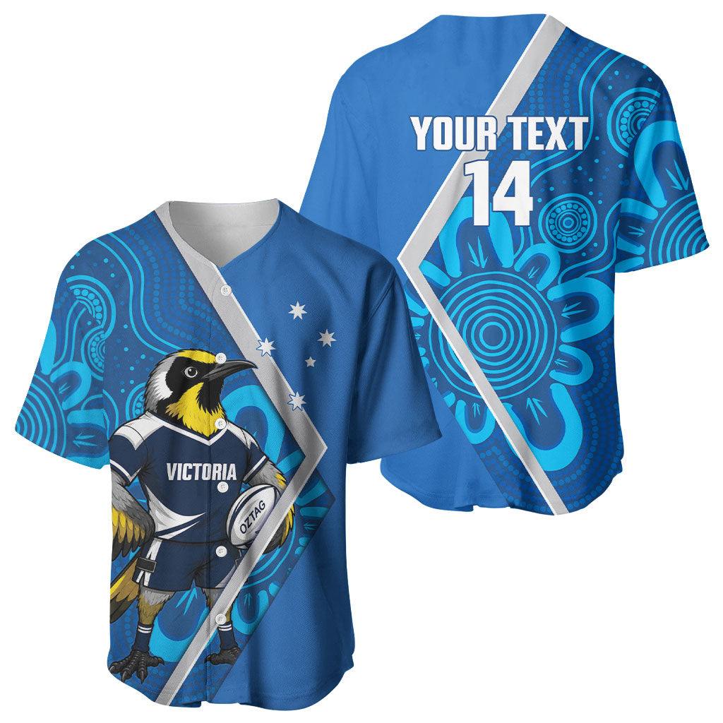 Victoria Oztag Custom Baseball Jersey Helmeted Honeyeater Mascot Indigenous Art