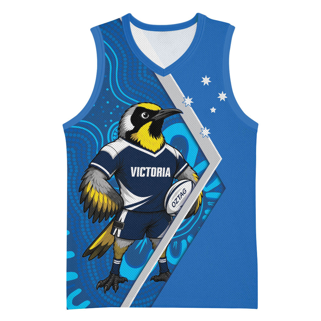 Victoria Oztag Custom Basketball Jersey Helmeted Honeyeater Mascot Indigenous Art