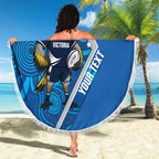 Victoria Oztag Custom Beach Blanket Helmeted Honeyeater Mascot Indigenous Art