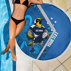 Victoria Oztag Custom Beach Blanket Helmeted Honeyeater Mascot Indigenous Art