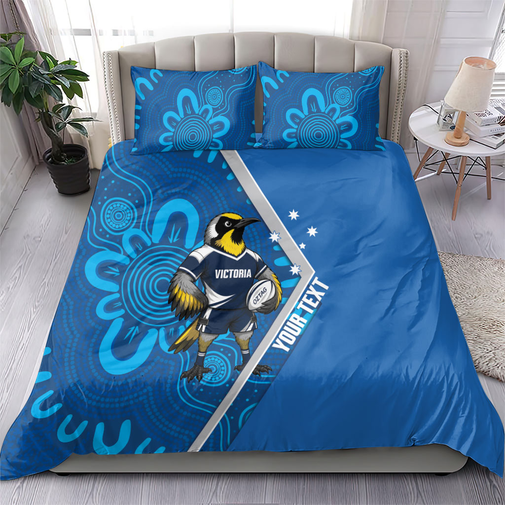 Victoria Oztag Custom Bedding Set Helmeted Honeyeater Mascot Indigenous Art