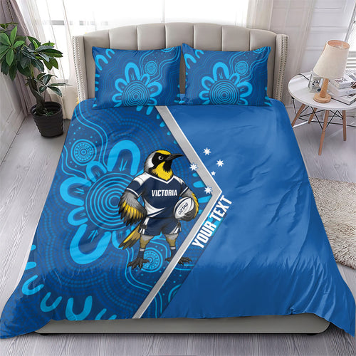 Victoria Oztag Custom Bedding Set Helmeted Honeyeater Mascot Indigenous Art