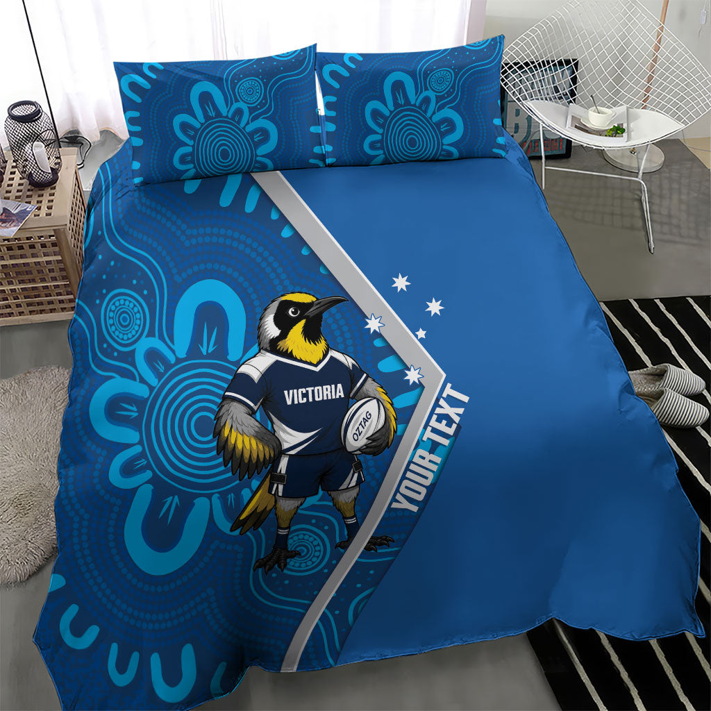 Victoria Oztag Custom Bedding Set Helmeted Honeyeater Mascot Indigenous Art
