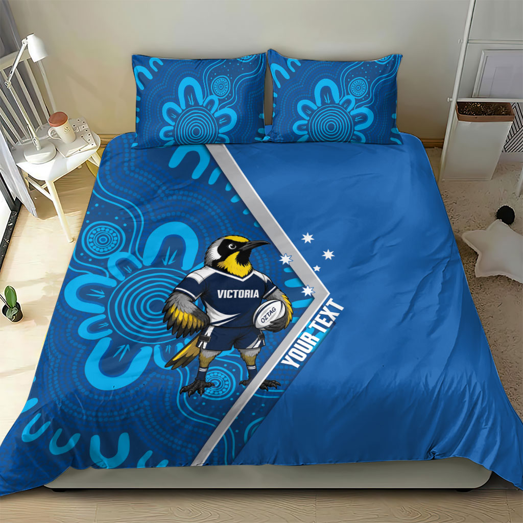 Victoria Oztag Custom Bedding Set Helmeted Honeyeater Mascot Indigenous Art