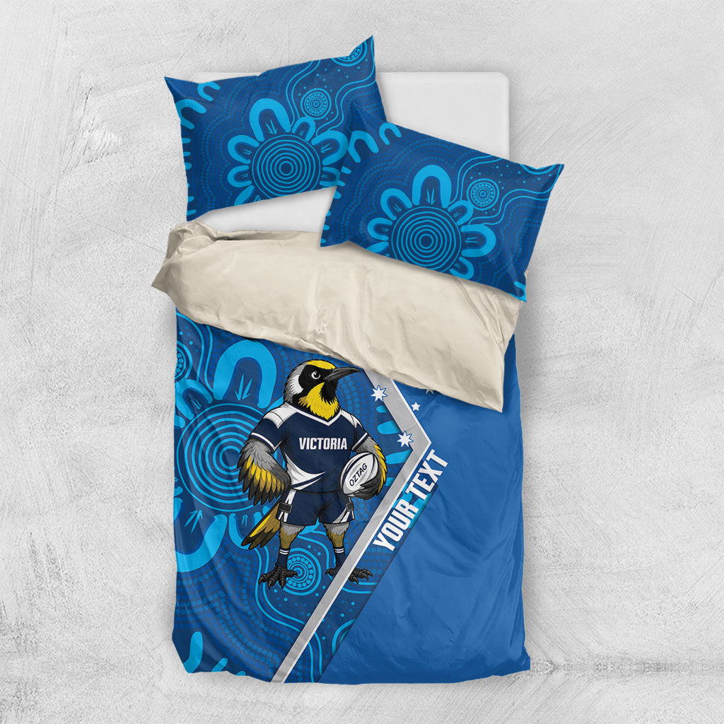 Victoria Oztag Custom Bedding Set Helmeted Honeyeater Mascot Indigenous Art