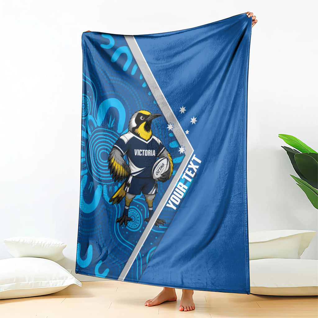 Victoria Oztag Custom Blanket Helmeted Honeyeater Mascot Indigenous Art