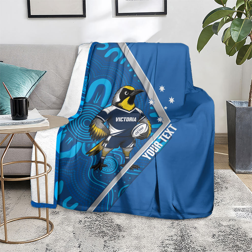 Victoria Oztag Custom Blanket Helmeted Honeyeater Mascot Indigenous Art