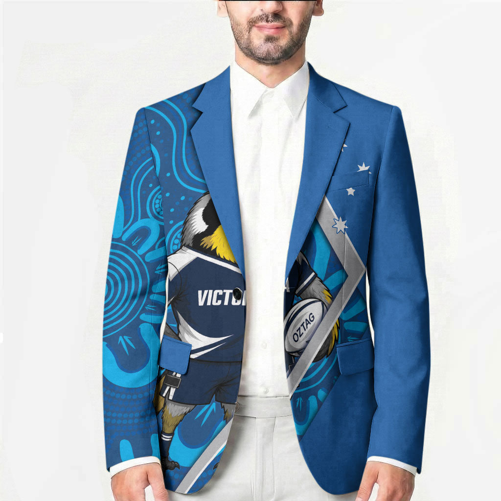 Victoria Oztag Custom Blazer Helmeted Honeyeater Mascot Indigenous Art