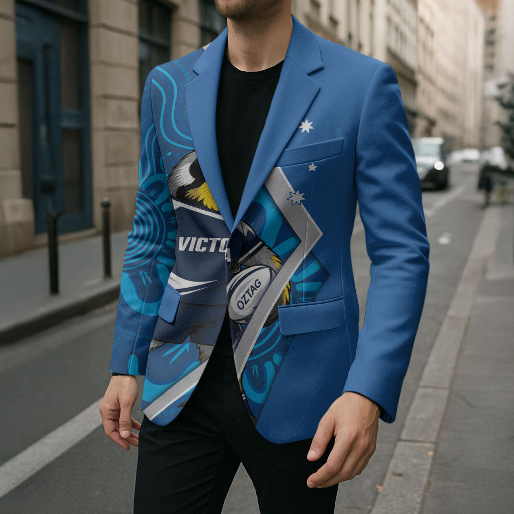 Victoria Oztag Custom Blazer Helmeted Honeyeater Mascot Indigenous Art