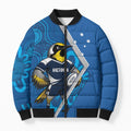 Victoria Oztag Custom Bomber Puffer Jacket Helmeted Honeyeater Mascot Indigenous Art
