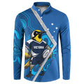 Victoria Oztag Custom Button Sweatshirt Helmeted Honeyeater Mascot Indigenous Art