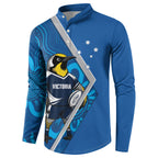 Victoria Oztag Custom Button Sweatshirt Helmeted Honeyeater Mascot Indigenous Art