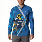 Victoria Oztag Custom Button Sweatshirt Helmeted Honeyeater Mascot Indigenous Art