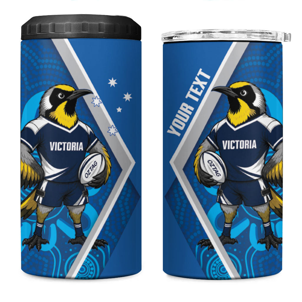 Victoria Oztag Custom 4 in 1 Can Cooler Tumbler Helmeted Honeyeater Mascot Indigenous Art