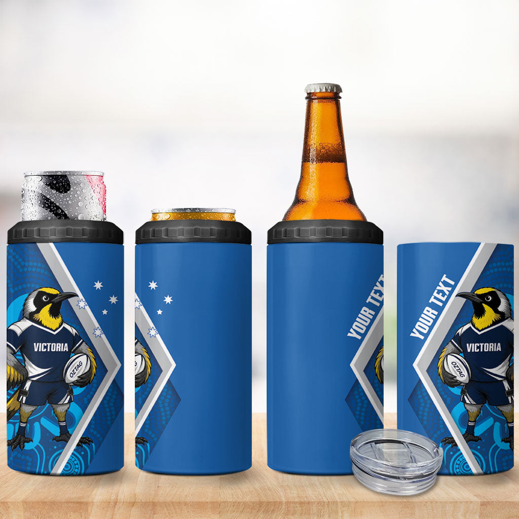 Victoria Oztag Custom 4 in 1 Can Cooler Tumbler Helmeted Honeyeater Mascot Indigenous Art
