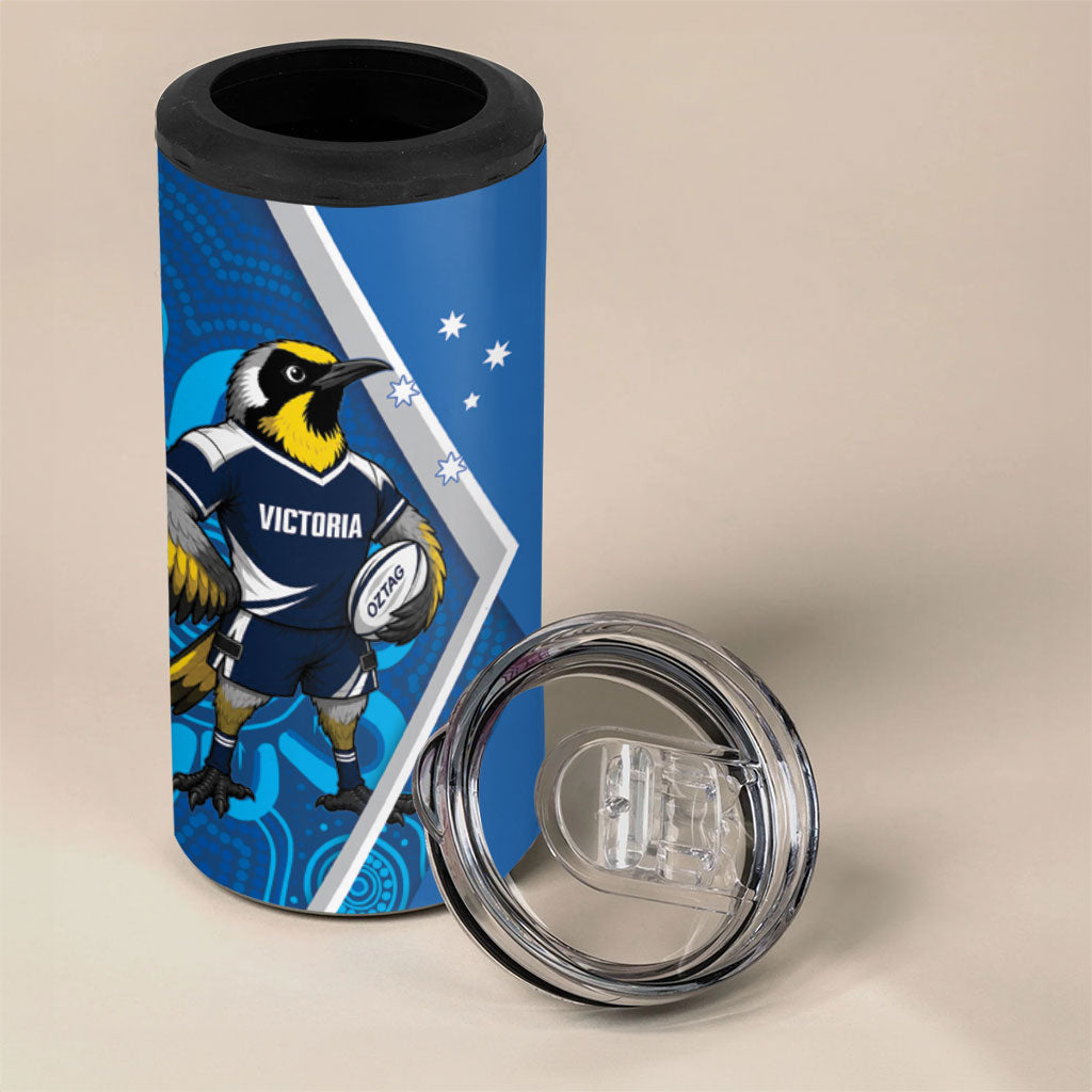 Victoria Oztag Custom 4 in 1 Can Cooler Tumbler Helmeted Honeyeater Mascot Indigenous Art