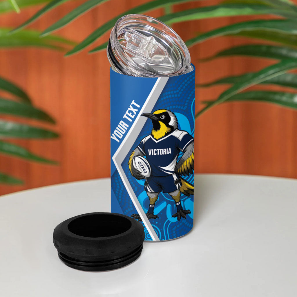 Victoria Oztag Custom 4 in 1 Can Cooler Tumbler Helmeted Honeyeater Mascot Indigenous Art