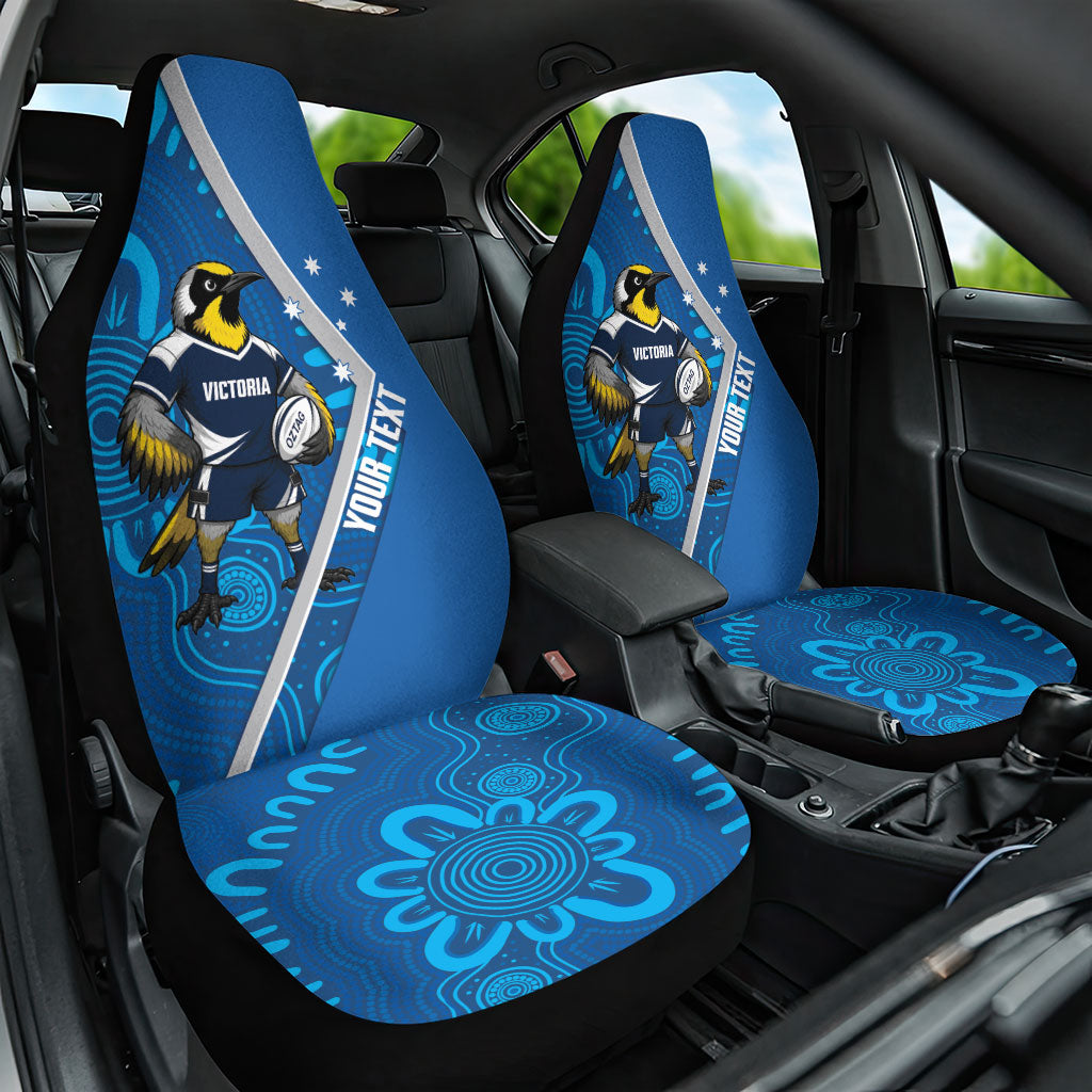 Victoria Oztag Custom Car Seat Cover Helmeted Honeyeater Mascot Indigenous Art