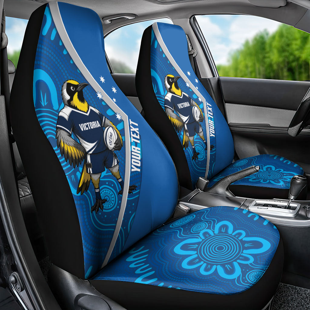 Victoria Oztag Custom Car Seat Cover Helmeted Honeyeater Mascot Indigenous Art