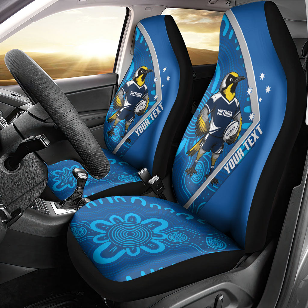 Victoria Oztag Custom Car Seat Cover Helmeted Honeyeater Mascot Indigenous Art