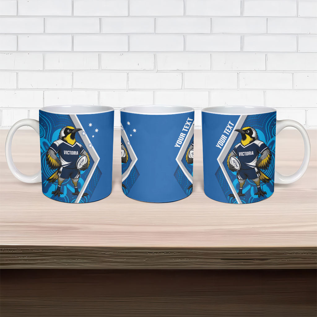 Victoria Oztag Custom Ceramic Mug Helmeted Honeyeater Mascot Indigenous Art