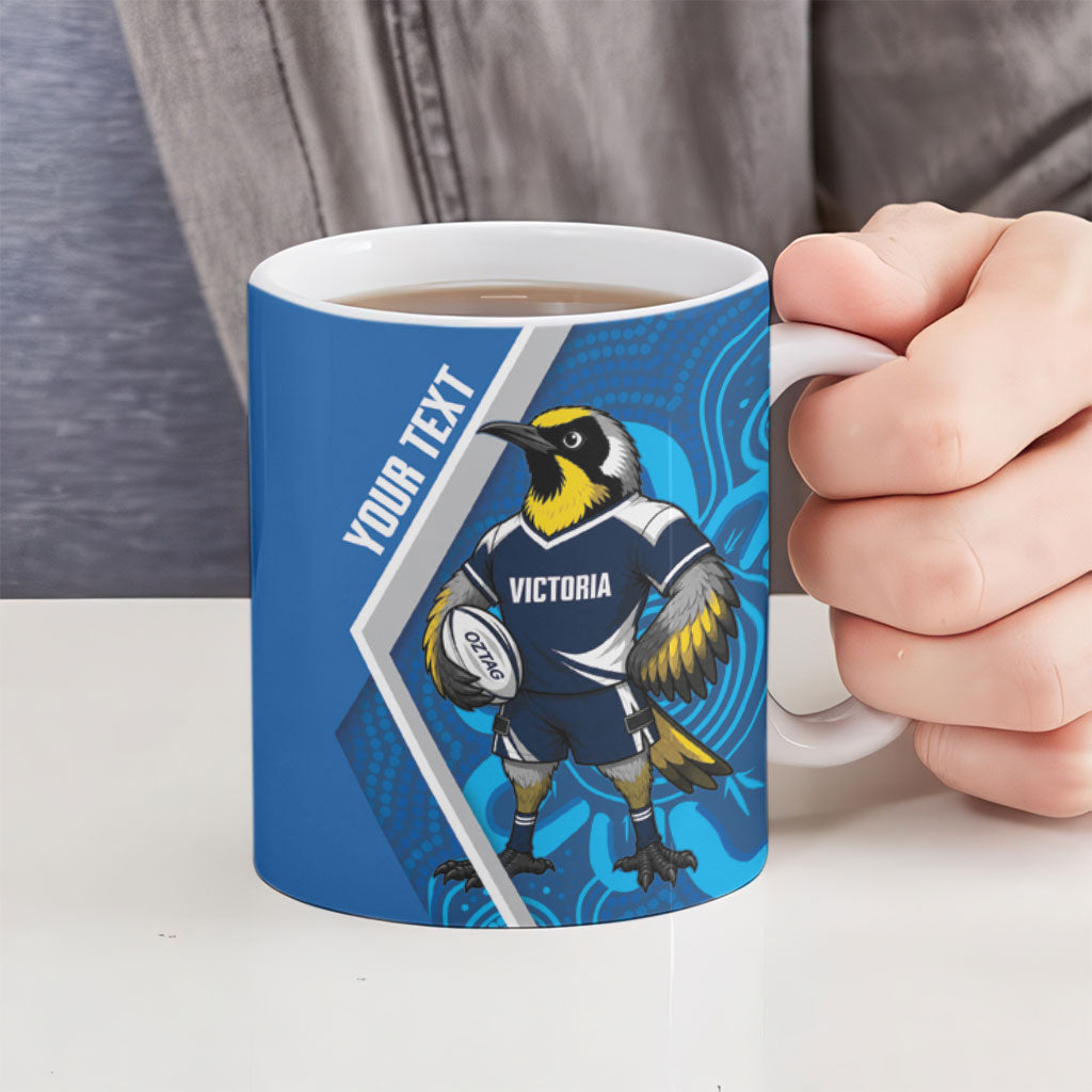 Victoria Oztag Custom Ceramic Mug Helmeted Honeyeater Mascot Indigenous Art