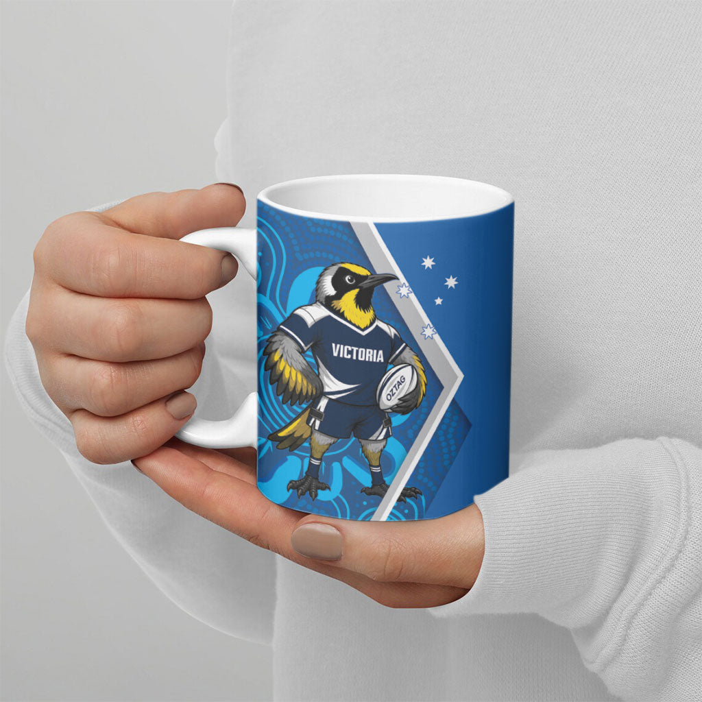 Victoria Oztag Custom Ceramic Mug Helmeted Honeyeater Mascot Indigenous Art