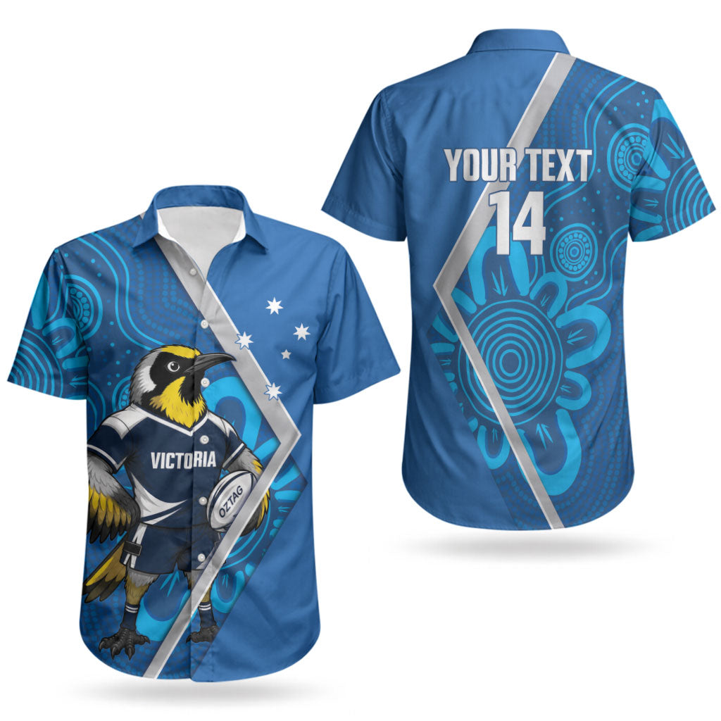 Victoria Oztag Custom Couples Matching Mermaid Dress and Hawaiian Shirt Helmeted Honeyeater Mascot Indigenous Art