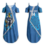 Victoria Oztag Custom Couples Matching Summer Maxi Dress and Hawaiian Shirt Helmeted Honeyeater Mascot Indigenous Art