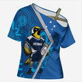Victoria Oztag Custom Cross Shoulder Shirt Helmeted Honeyeater Mascot Indigenous Art