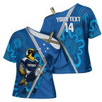 Victoria Oztag Custom Cross Shoulder Shirt Helmeted Honeyeater Mascot Indigenous Art