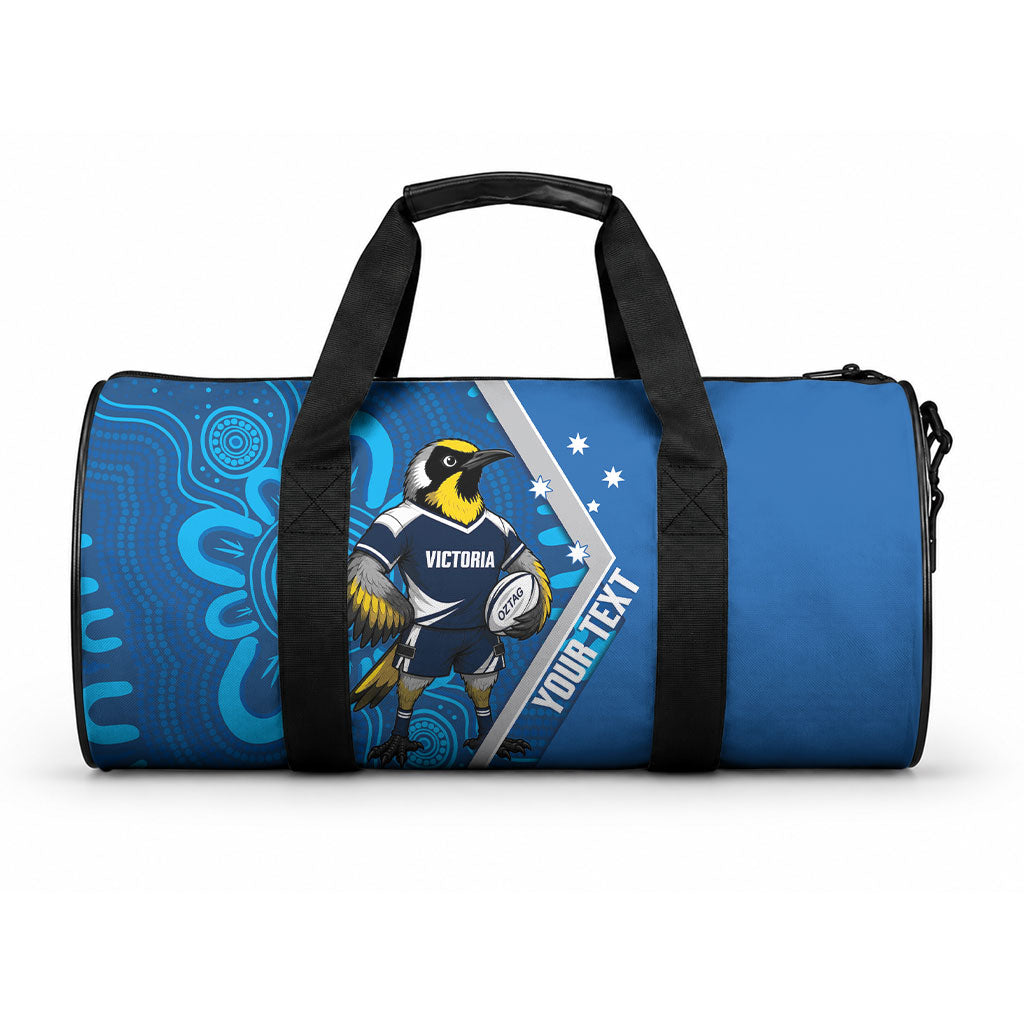 Victoria Oztag Custom Duffle Bag Helmeted Honeyeater Mascot Indigenous Art