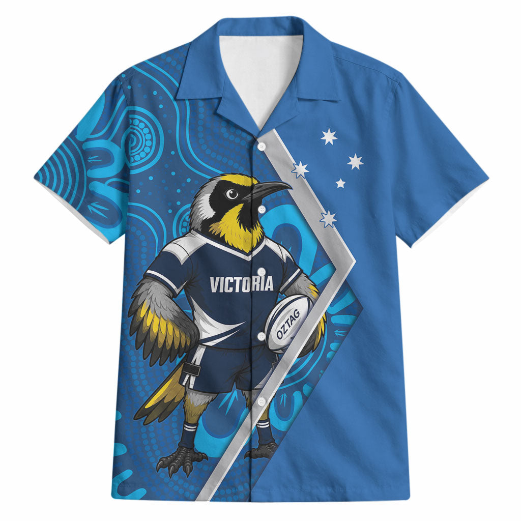 Victoria Oztag Custom Hawaiian Shirt Helmeted Honeyeater Mascot Indigenous Art