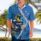 Victoria Oztag Custom Hawaiian Shirt Helmeted Honeyeater Mascot Indigenous Art