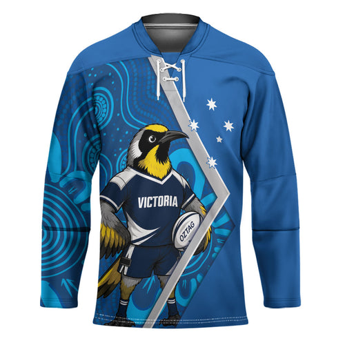 Victoria Oztag Custom Hockey Jersey Helmeted Honeyeater Mascot Indigenous Art