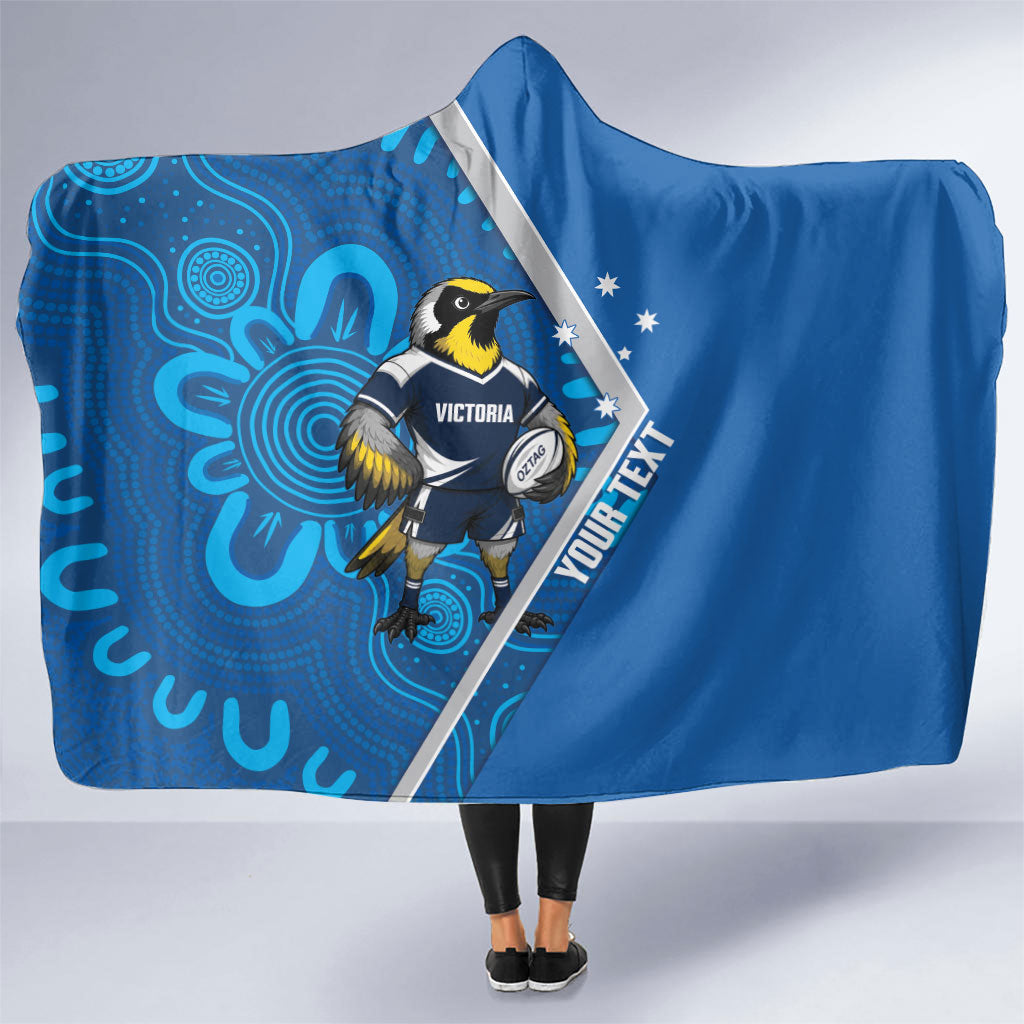 Victoria Oztag Custom Hooded Blanket Helmeted Honeyeater Mascot Indigenous Art