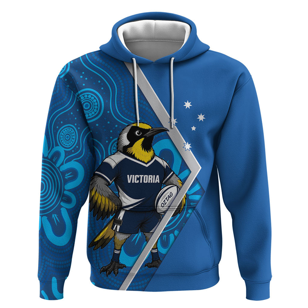 Victoria Oztag Custom Hoodie Helmeted Honeyeater Mascot Indigenous Art