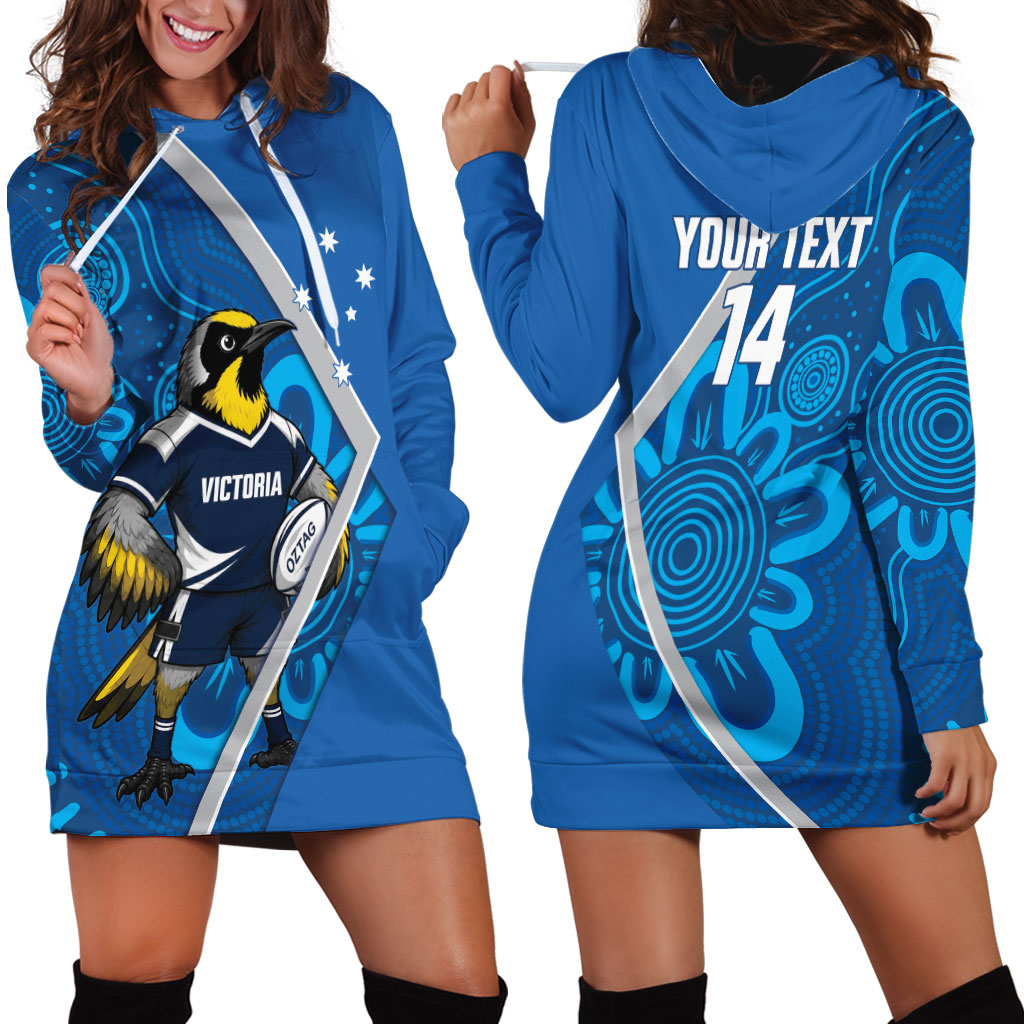 Victoria Oztag Custom Hoodie Dress Helmeted Honeyeater Mascot Indigenous Art