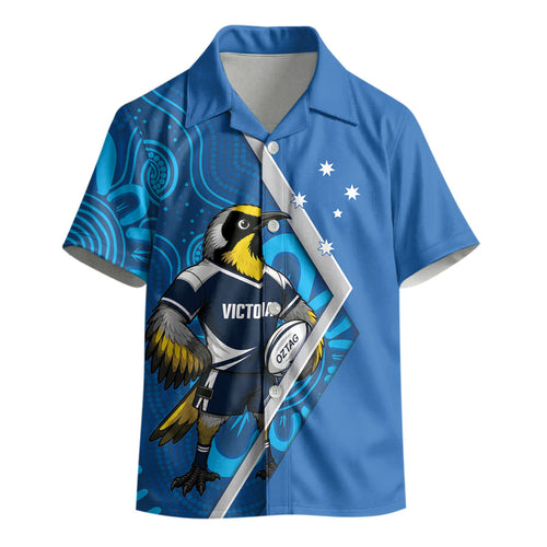 Victoria Oztag Custom Kid Hawaiian Shirt Helmeted Honeyeater Mascot Indigenous Art