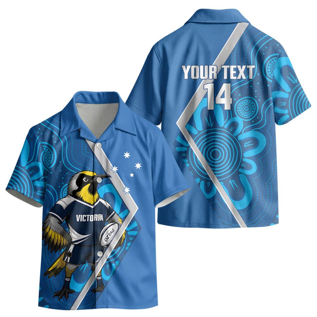 Victoria Oztag Custom Kid Hawaiian Shirt Helmeted Honeyeater Mascot Indigenous Art
