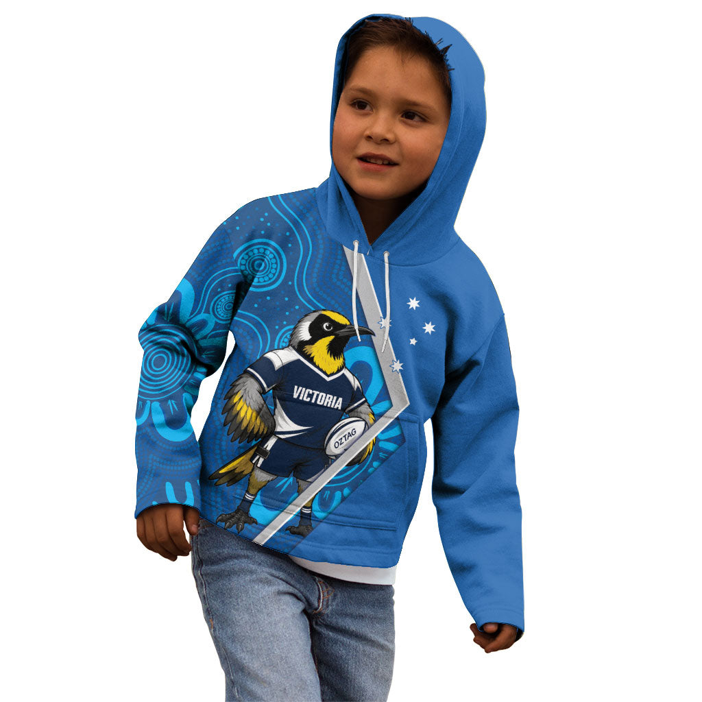 Victoria Oztag Custom Kid Hoodie Helmeted Honeyeater Mascot Indigenous Art