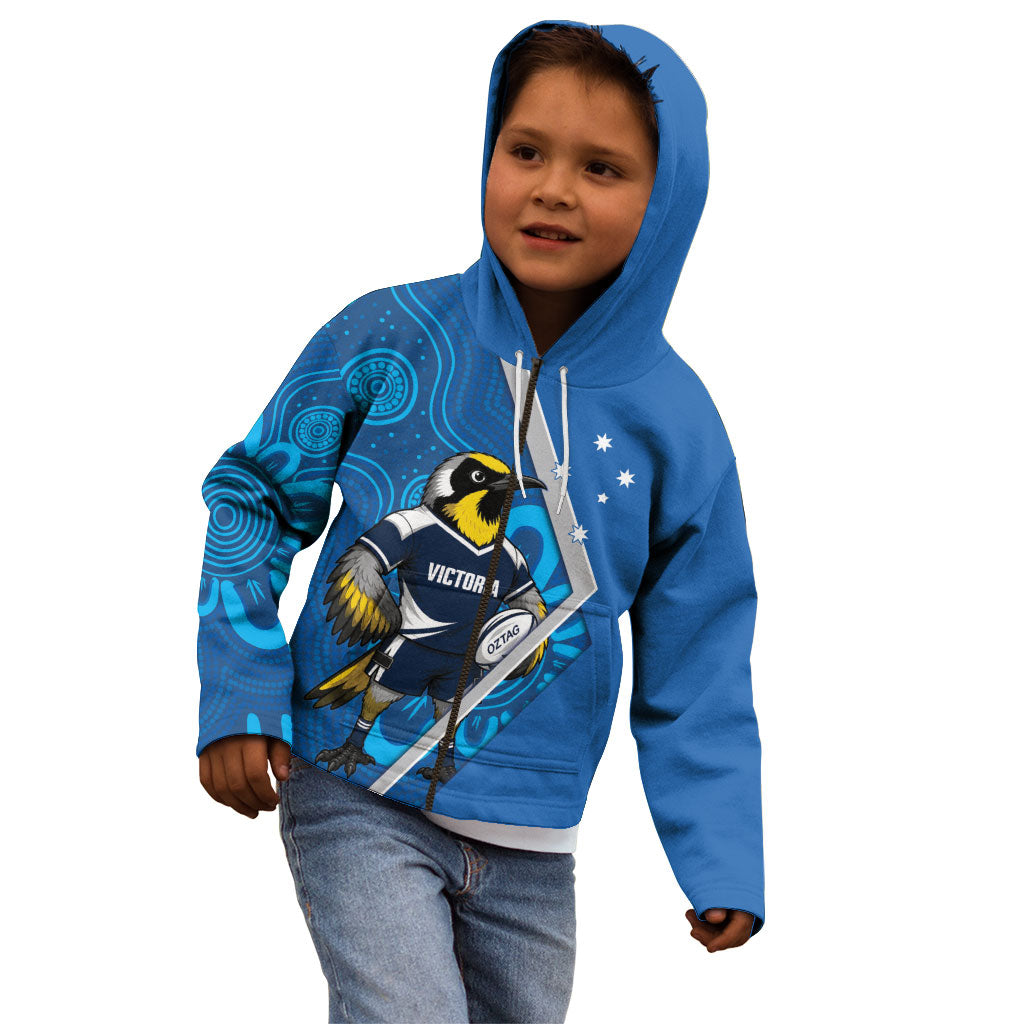 Victoria Oztag Custom Kid Hoodie Helmeted Honeyeater Mascot Indigenous Art