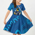 Victoria Oztag Custom Kid Short Sleeve Dress Helmeted Honeyeater Mascot Indigenous Art