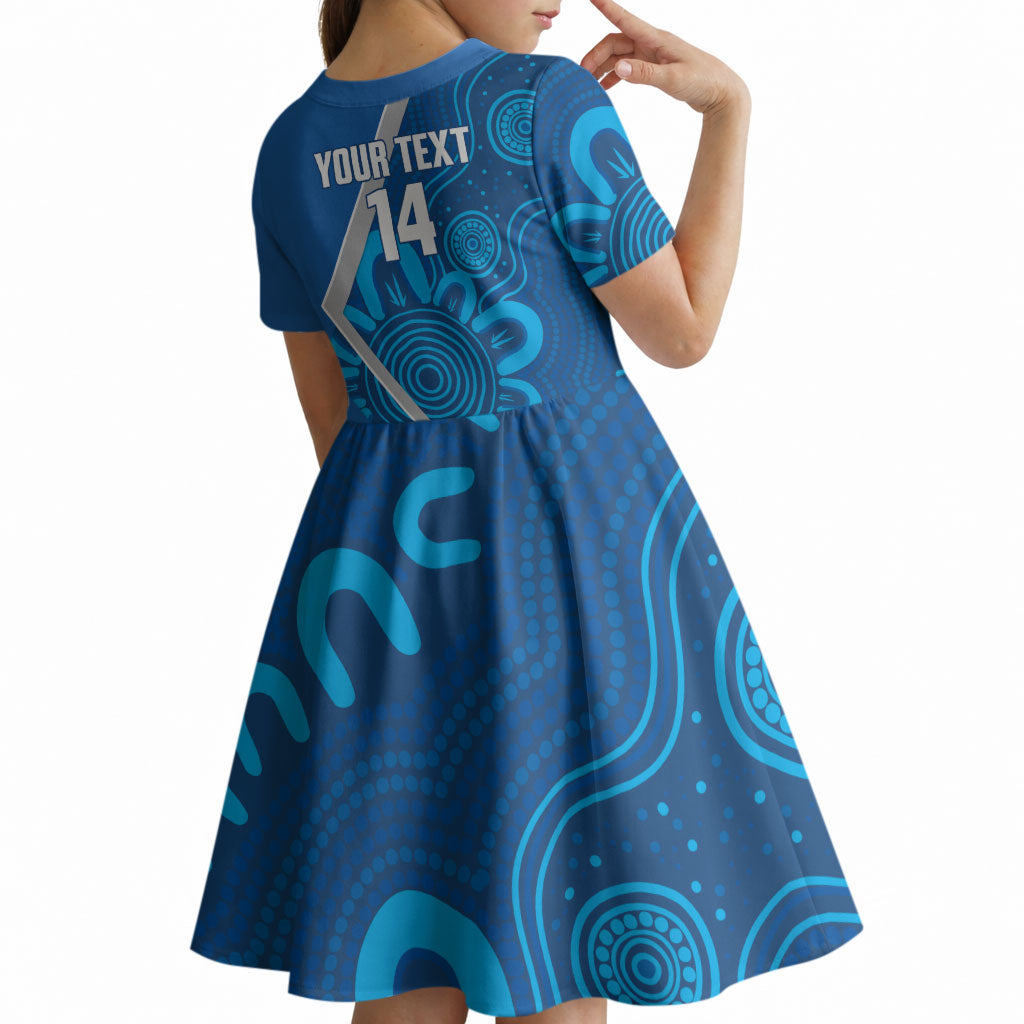 Victoria Oztag Custom Kid Short Sleeve Dress Helmeted Honeyeater Mascot Indigenous Art