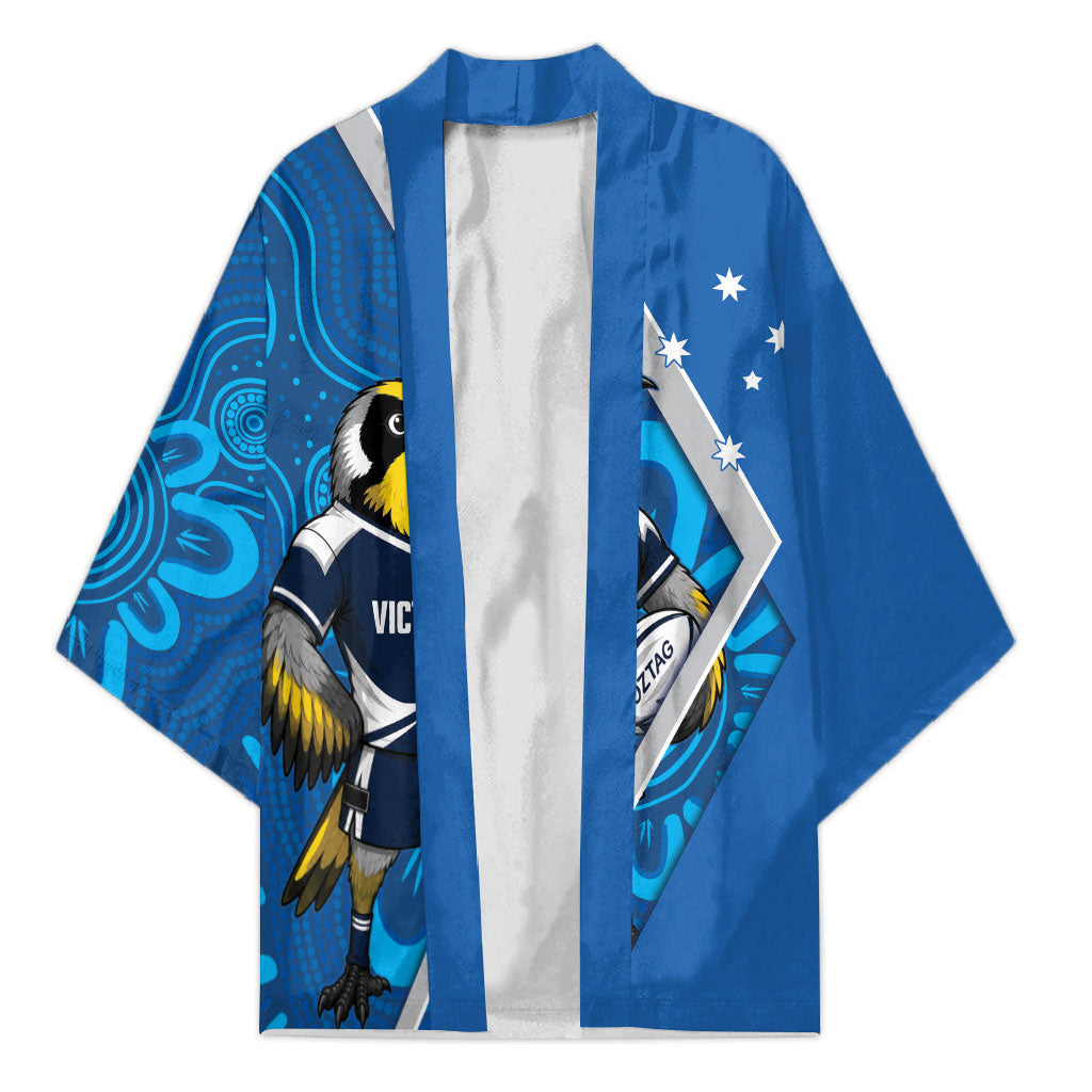 Victoria Oztag Custom Kimono Helmeted Honeyeater Mascot Indigenous Art